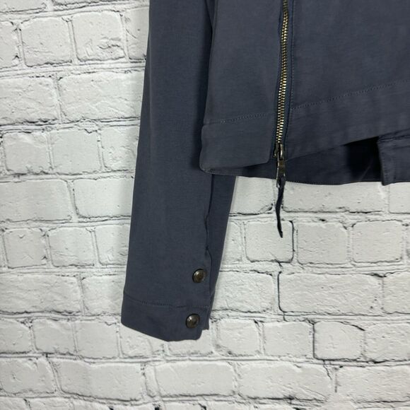 Anthropologie Marrakech Tavi Moto Zip Up Jacket Womens M Blue Gray Cotton Casual - Picture 7 of 10